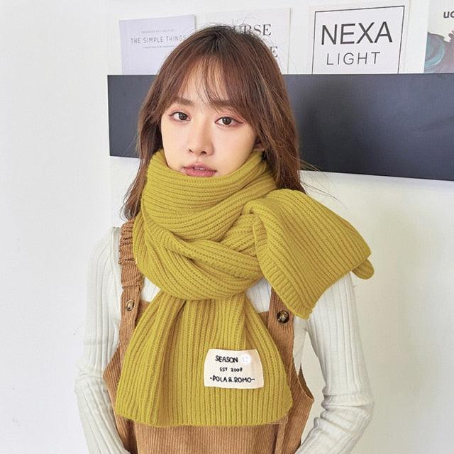 Winter Simple Soft Colorful Knitted Wool Scarf Solid Warm Scarves Lightweight Casual Couple Muffler Striped Elegant Hijab Cashmere Scarf Neck Scarf Christmas Gift For  Women