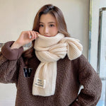 Winter Simple Soft Colorful Knitted Wool Scarf Solid Warm Scarves Lightweight Casual Couple Muffler Striped Elegant Hijab Cashmere Scarf Neck Scarf Christmas Gift For  Women