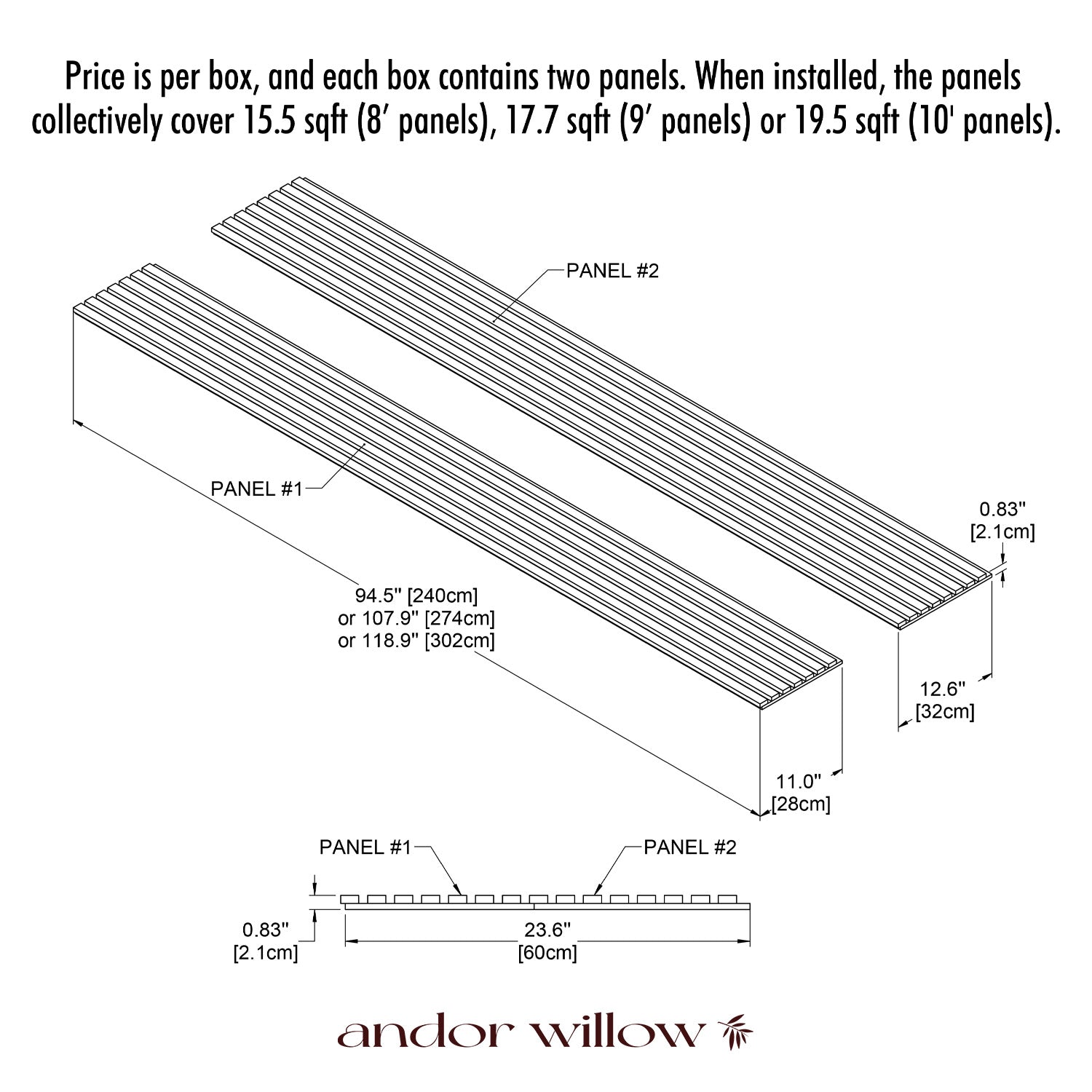 White Oak (Grey Felt) Willow Panel