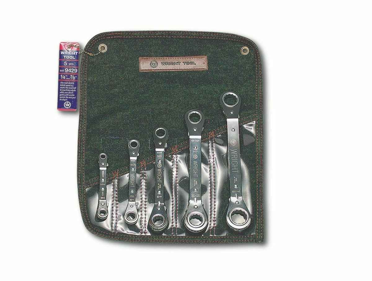 Wright Tool 12 Point Reverse Ratcheting Box Wrench Set Offset 5 Piece SAE 9429