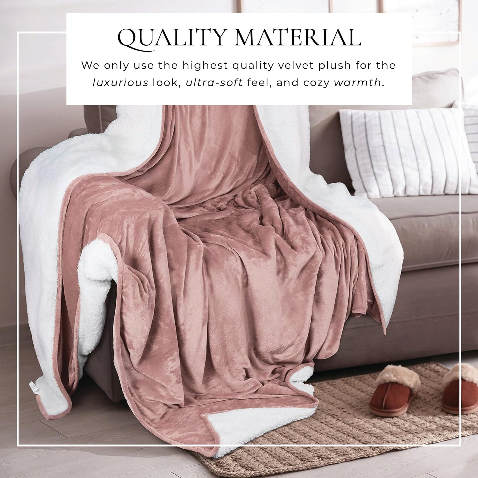 Velvet Plush Sherpa Bed Blanket - Sherpa Fleece Collection