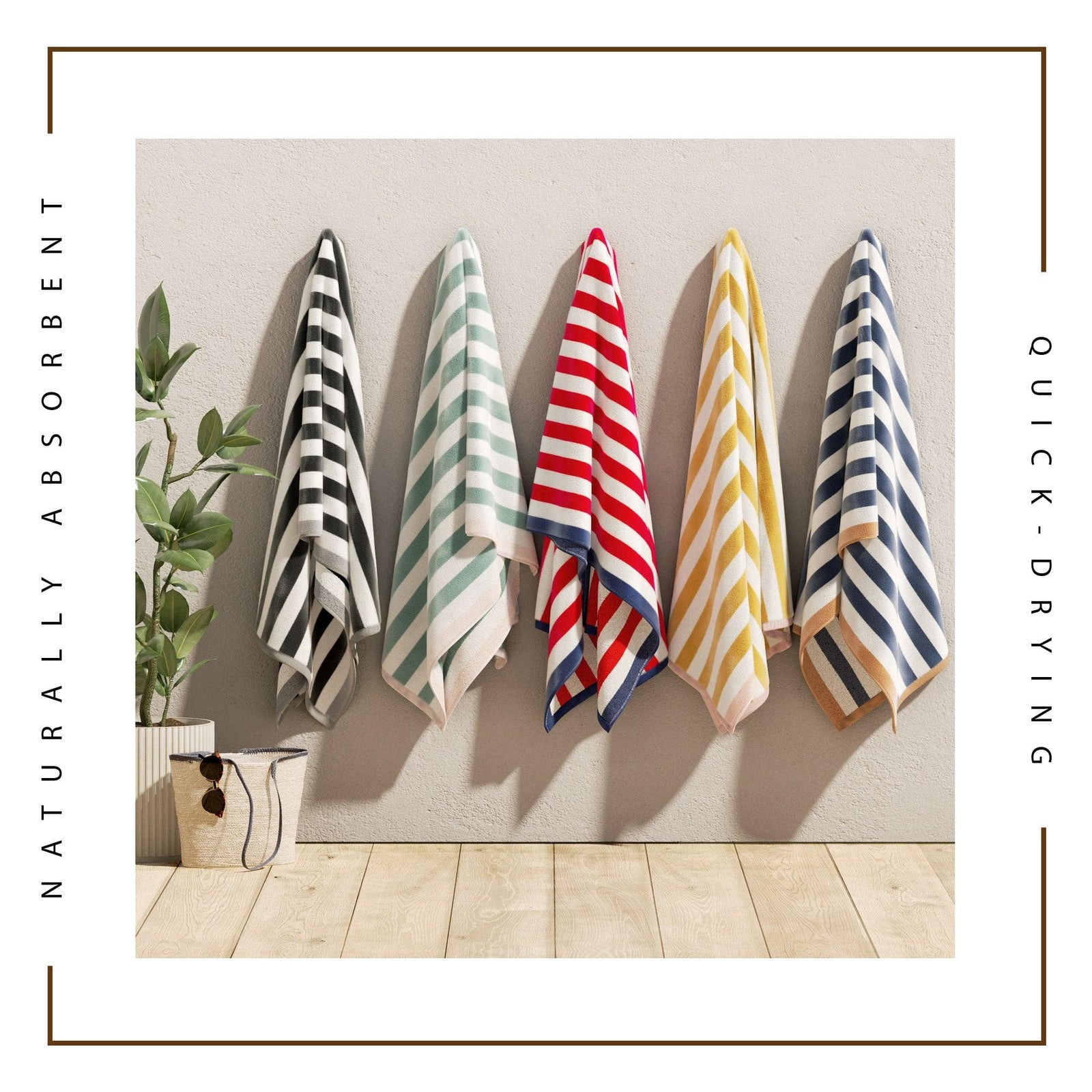 Oversized Striped Border Cabana Beach Towel - Santa Cruz