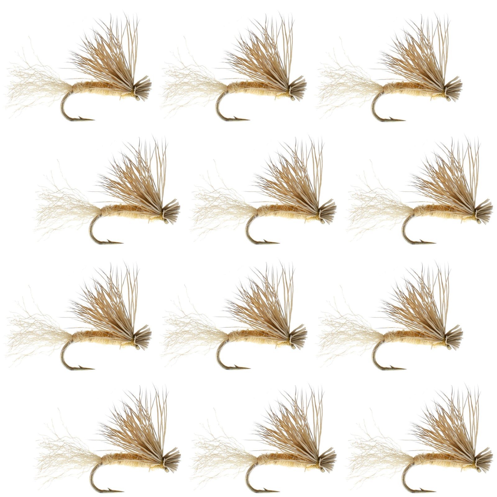Tan X Caddis Emerging Caddis Adult Trout Dry Fly - 1 Dozen Flies Hook Size 14