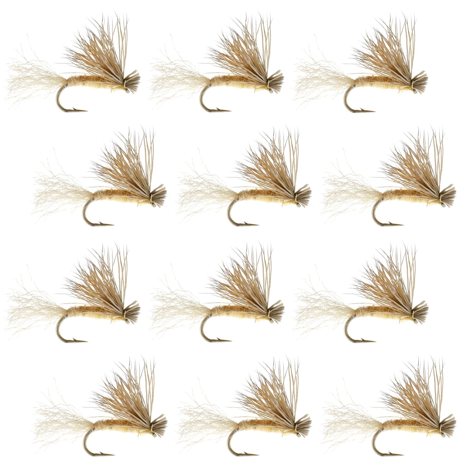 Tan X Caddis Emerging Caddis Adult Trout Dry Fly - 1 Dozen Flies Hook Size 18