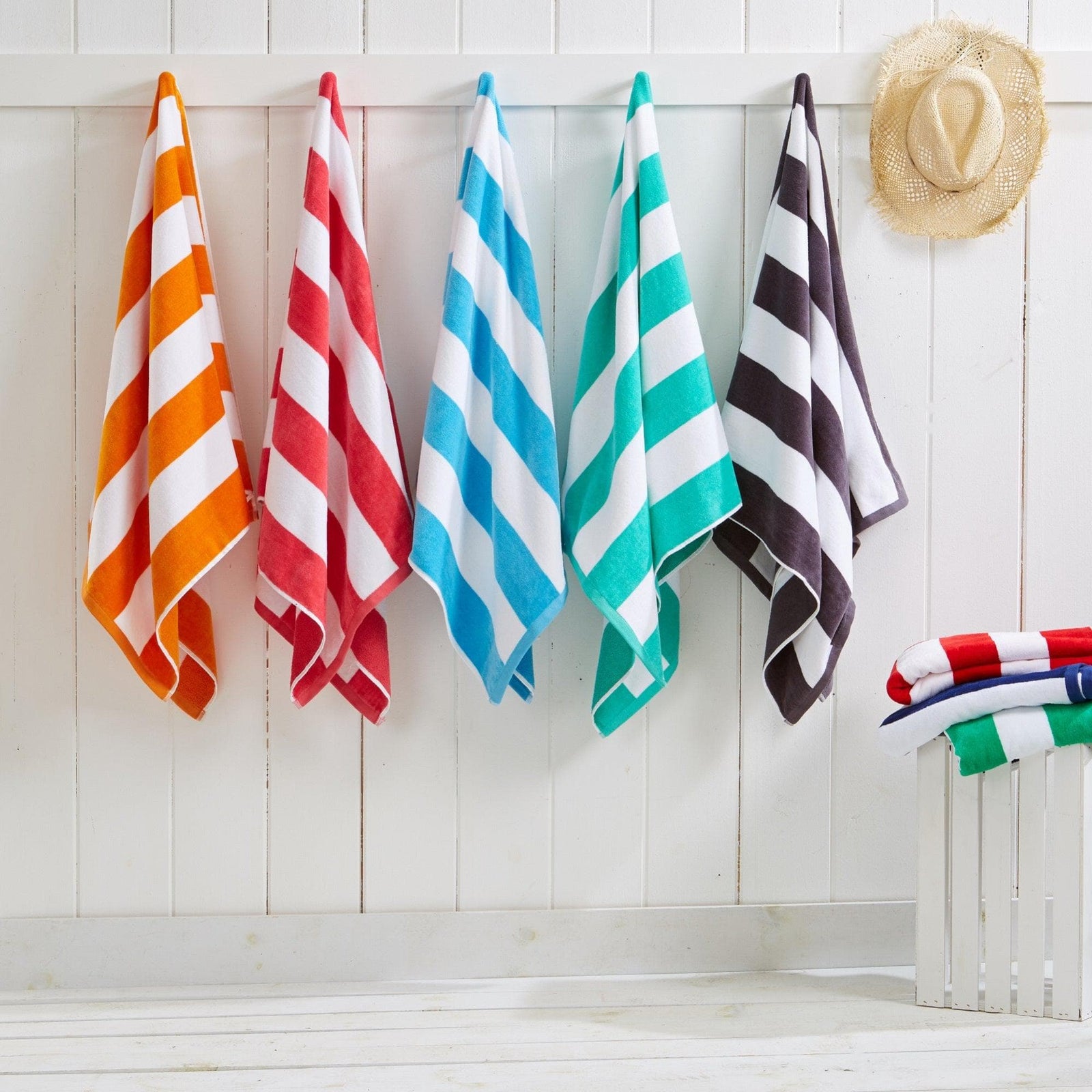 Cotton Velour Cabana Stripe Beach Towel - Novia Collection