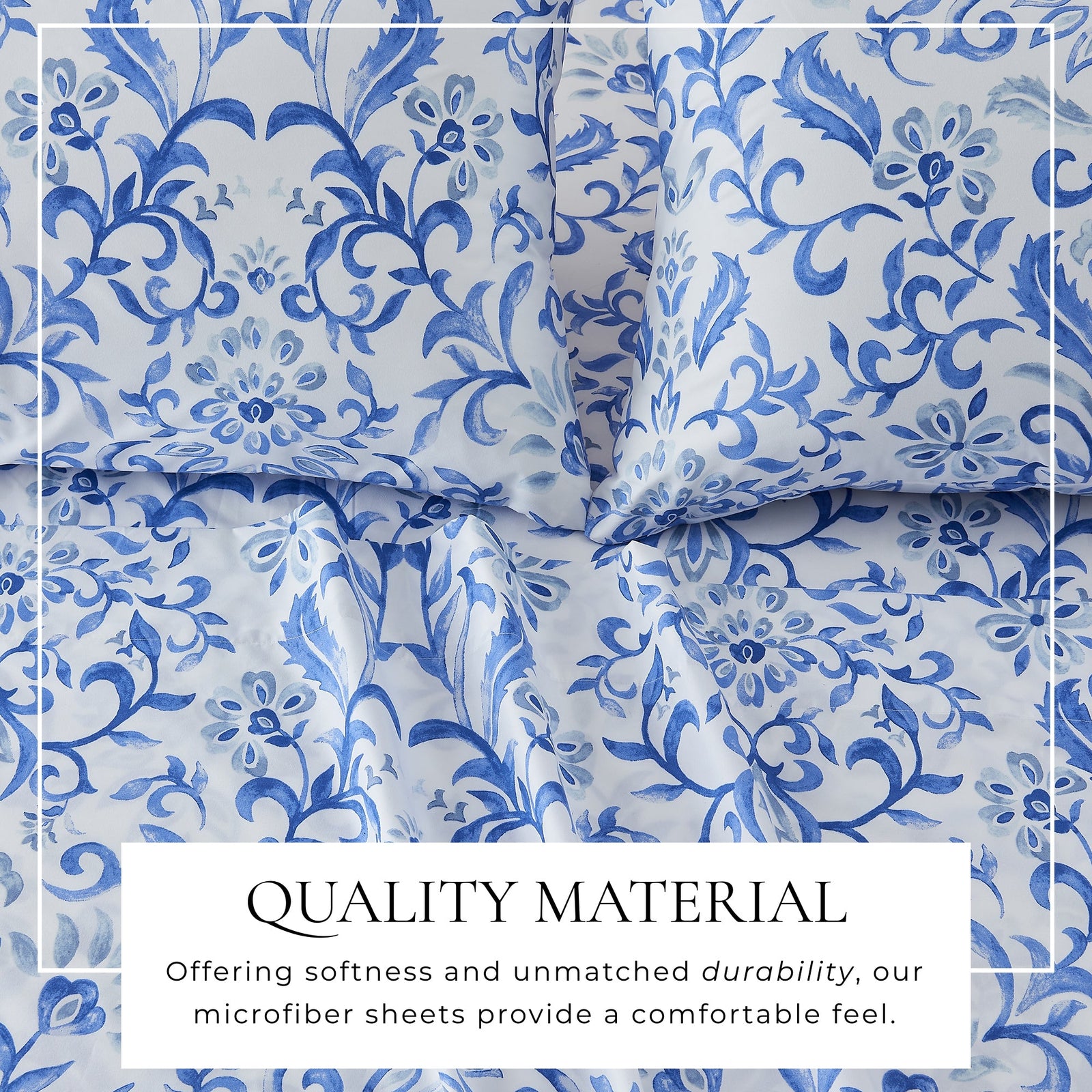 4 Piece Watercolor Floral Microfiber Sheet - Delia Collection