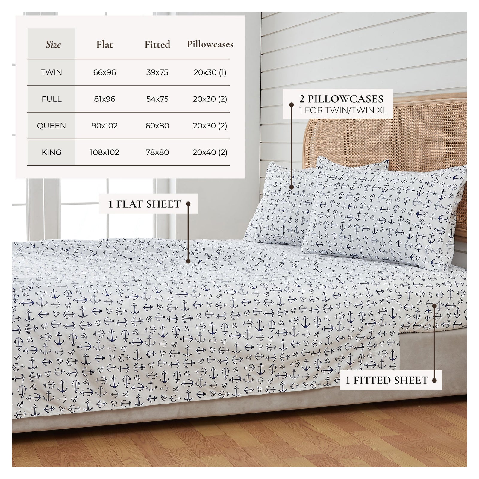 4-Piece Coastal Microfiber Sheet - Newport Collection