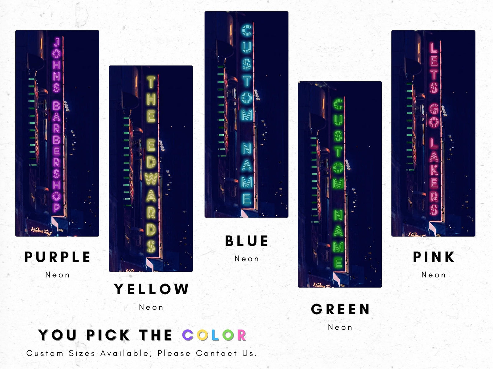 Personalized Neon Name on City Billboard Wall Mural. #6595