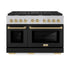 ZLINE 48"Gas Range, Convection Gas Oven, DuraSnow® Black Matte, Champagne Bronze SGRSZ-BLM-48-CB