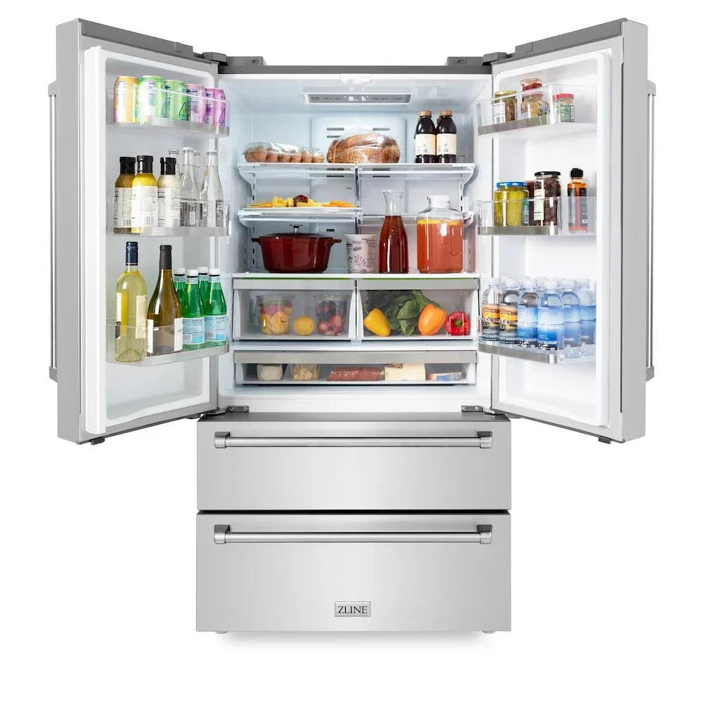 ZLINE Kitchen Package Refrigerator, Rangetop, Wall Oven, Microwave 4KPR-RT48-MWAWS