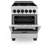 ZLINE 24" Autograph Dual Fuel Range, Stainless, Black accents, RAZ-24-MB