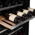 ZLINE 24" Autograph Edition Dual Zone 44-Bottle Wine Cooler in Stainless Steel with Wood Shelf and Champagne Bronze Accents RWV-UD-24-CB