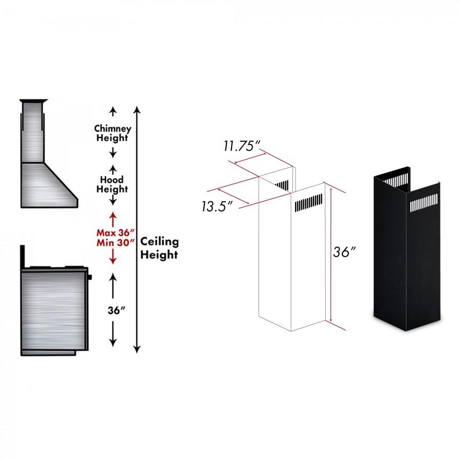 ZLINE 1-36 in. Chimney Extension for 9 ft. to 10 ft. Ceilings ,1PCEXT-BS655N