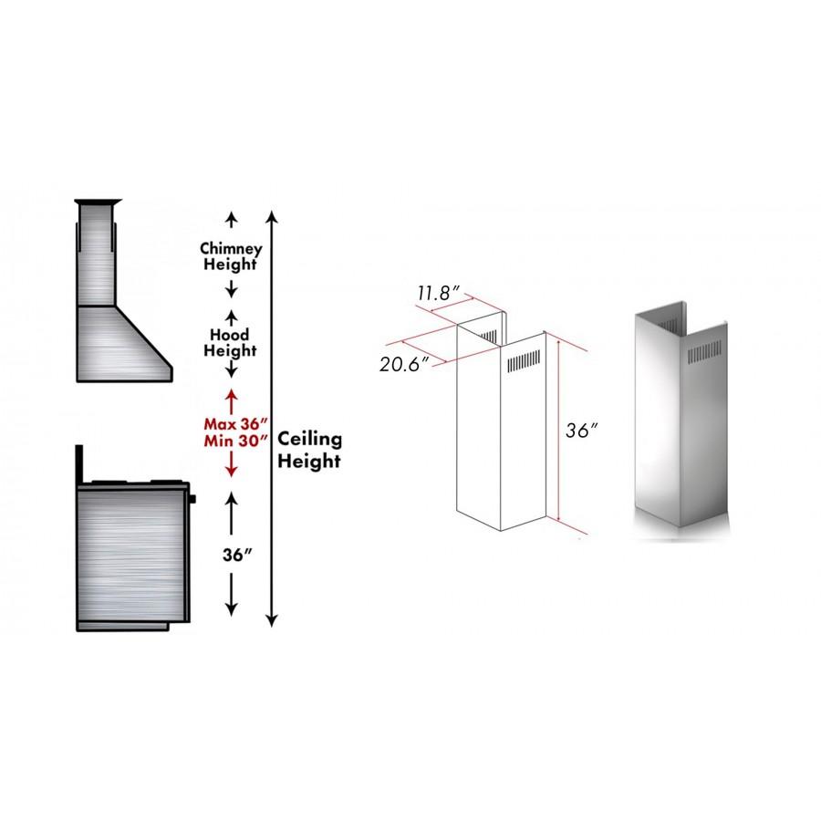 ZLINE 1 Piece Chimney Extension for 10' Ceiling,1PCEXT-KECOM