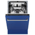 ZLINE 18" Dishwasher in Blue matt panel, Stainless Tub, DWV-BM-18