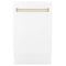 ZLINE 18"Autograph Dishwasher, White door, Gold Handle, DWVZ-WM-18-G