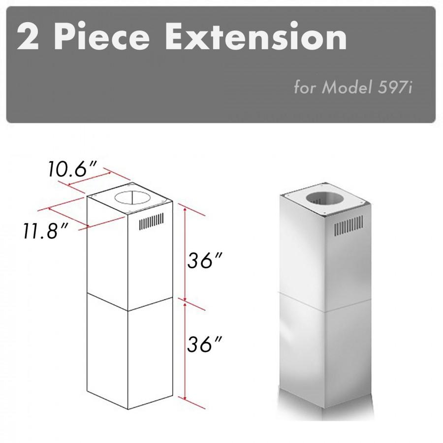 ZLINE 2 Piece Chimney Extension for 10'-12' Ceiling, 2PCEXT-597i
