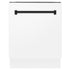 ZLINE 24" Autograph Dishwasher, White Door, Black Handle, DWVZ-WM-24-MB
