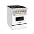ZLINE 24" Autograph Dual Fuel Range, White Door, RAZ-WM-24-G