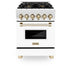 ZLINE 24" Autograph Dual Fuel Range, White Door, RAZ-WM-24-G