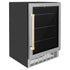ZLINE 24" Autograph Edition 154 Can Beverage Cooler Fridge with Adjustable Shelves in Stainless Steel with Gold Accents RBVZ-US-24-G
