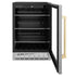 ZLINE 24" Autograph Edition 154 Can Beverage Cooler Fridge with Adjustable Shelves in Stainless Steel with Gold Accents RBVZ-US-24-G