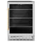 ZLINE 24" Autograph Edition 154 Can Beverage Cooler Fridge with Adjustable Shelves in Stainless Steel with Gold Accents RBVZ-US-24-G