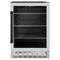 ZLINE 24" Autograph Edition 154 Can Beverage Cooler Fridge with Adjustable Shelves in Stainless Steel with Matte Black Accents RBVZ-US-24-MB