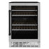 ZLINE 24" Autograph Edition Dual Zone 44-Bottle Wine Cooler in Stainless Steel with Wood Shelf and Matte Black Accents RWVZ-UD-24-MB