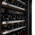 ZLINE 24" Autograph Edition Dual Zone 44-Bottle Wine Cooler in Stainless Steel with Wood Shelf and Matte Black Accents RWVZ-UD-24-MB