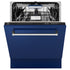 ZLINE 24" Dishwasher in Blue gloss panel, Stainless Tub, DWV-BG-24