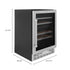 ZLINE 24" Dual Zone 44-Bottle Wine Cooler in Stainless Steel with Wood Shelf RWV-UD-24