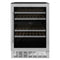ZLINE 24" Dual Zone 44-Bottle Wine Cooler in Stainless Steel with Wood Shelf RWV-UD-24