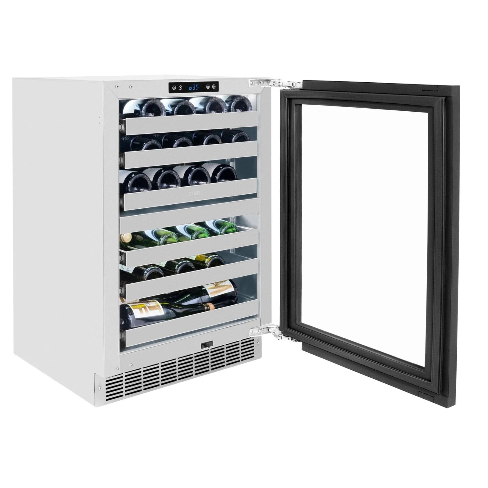 ZLINE 24 in. Touchstone Dual Zone 44 Bottle Wine Cooler With Panel Ready Glass Door RWDPO-24