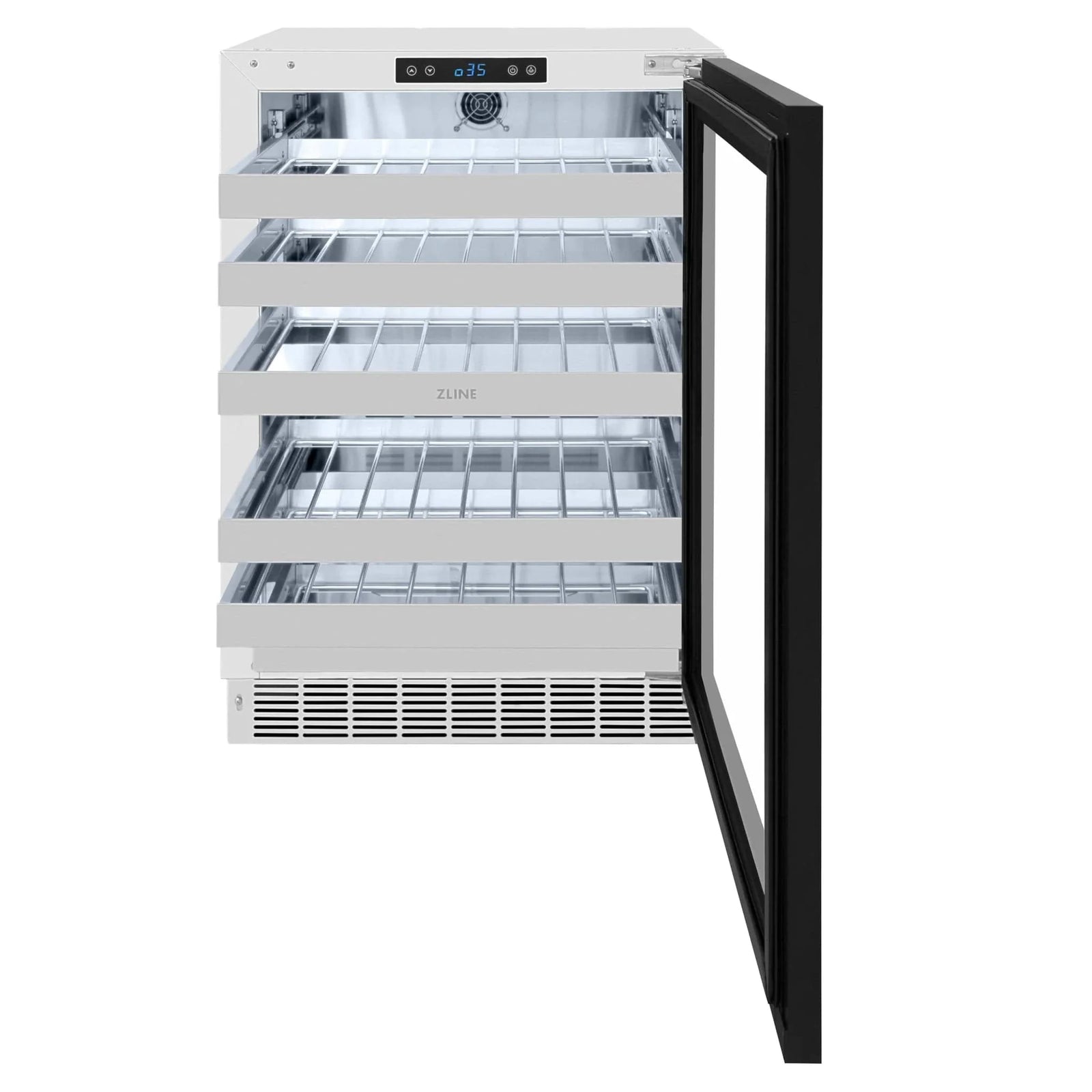 ZLINE 24 in. Touchstone Dual Zone 44 Bottle Wine Cooler With Panel Ready Glass Door RWDPO-24