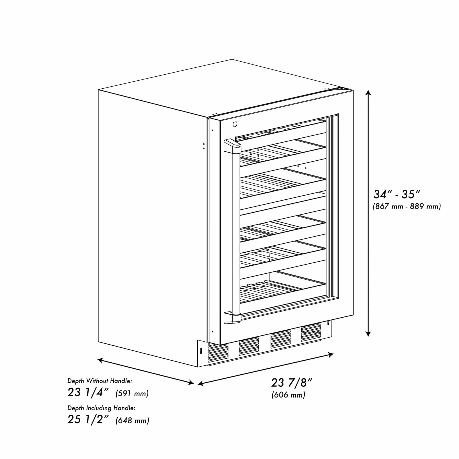 ZLINE 24 in. Touchstone Dual Zone 44 Bottle Wine Cooler With Stainless Steel Glass Door RWDO-GS-24
