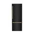 ZLINE 30" Autograph 16.1 cu. ft. 2-Door Bottom Freezer Fridge Water/Ice Dispenser Black Stainless Steel Champagne Bronze Accents RBIVZ-BS-30-CB