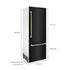 ZLINE 30" Autograph 16.1 cu. ft. 2-Door Bottom Freezer Fridge Water/Ice Dispenser Black Stainless Steel Champagne Bronze Accents RBIVZ-BS-30-CB