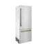 ZLINE 30" Autograph 16.1 cu. ft. 2-Door Bottom Freezer Fridge Water/Ice Dispenser Stainless Steel Champagne Bronze Accents RBIVZ-304-30-CB