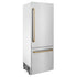ZLINE 30" Autograph 16.1 cu. ft. 2-Door Bottom Freezer Fridge Water/Ice Dispenser Stainless Steel Champagne Bronze Accents RBIVZ-304-30-CB