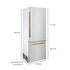 ZLINE 30” Autograph 16.1 cu. ft. 2-Door Bottom Freezer Fridge Water/Ice Dispenser Stainless Steel Gold Accents RBIVZ-304-30-G