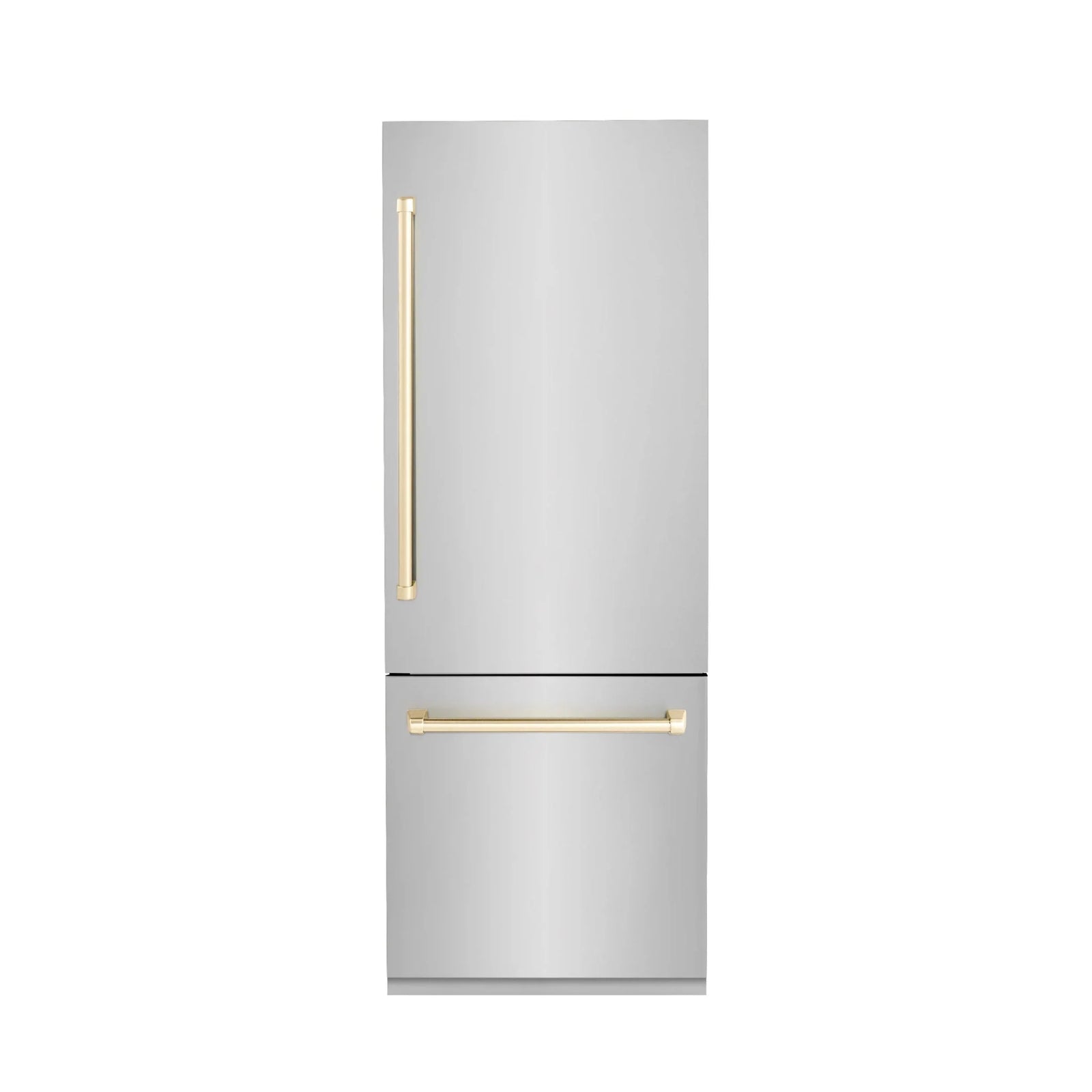ZLINE 30” Autograph 16.1 cu. ft. 2-Door Bottom Freezer Fridge Water/Ice Dispenser Stainless Steel Gold Accents RBIVZ-304-30-G