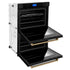 ZLINE 30" Autograph Double Wall Oven with Self Clean and True Convection in Black Stainless Steel Champagne Bronze AWDZ-30-BS-CB