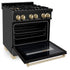 ZLINE 30" Autograph Dual Fuel Range, Black Stainless, Gold, RABZ-30-G