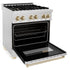 ZLINE 30" Autograph Dual Fuel Range, DuraSnow Stainless, Gold, RASZ-SN-30-G