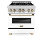 ZLINE 30" Autograph Dual Fuel Range, White Door, Bronze, RAZ-WM-30-CB