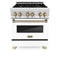 ZLINE 30" Autograph Dual Fuel Range, White Door, Bronze, RAZ-WM-30-CB