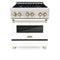 ZLINE 30" Autograph, Dual Fuel Range, White Door, Gold, RASZ-WM-30-G