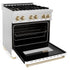 ZLINE 30" Autograph, Dual Fuel Range, White Door, Gold, RASZ-WM-30-G