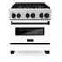 ZLINE 30" Autograph, Dual Fuel Range, White Door, RASZ-WM-30-MB